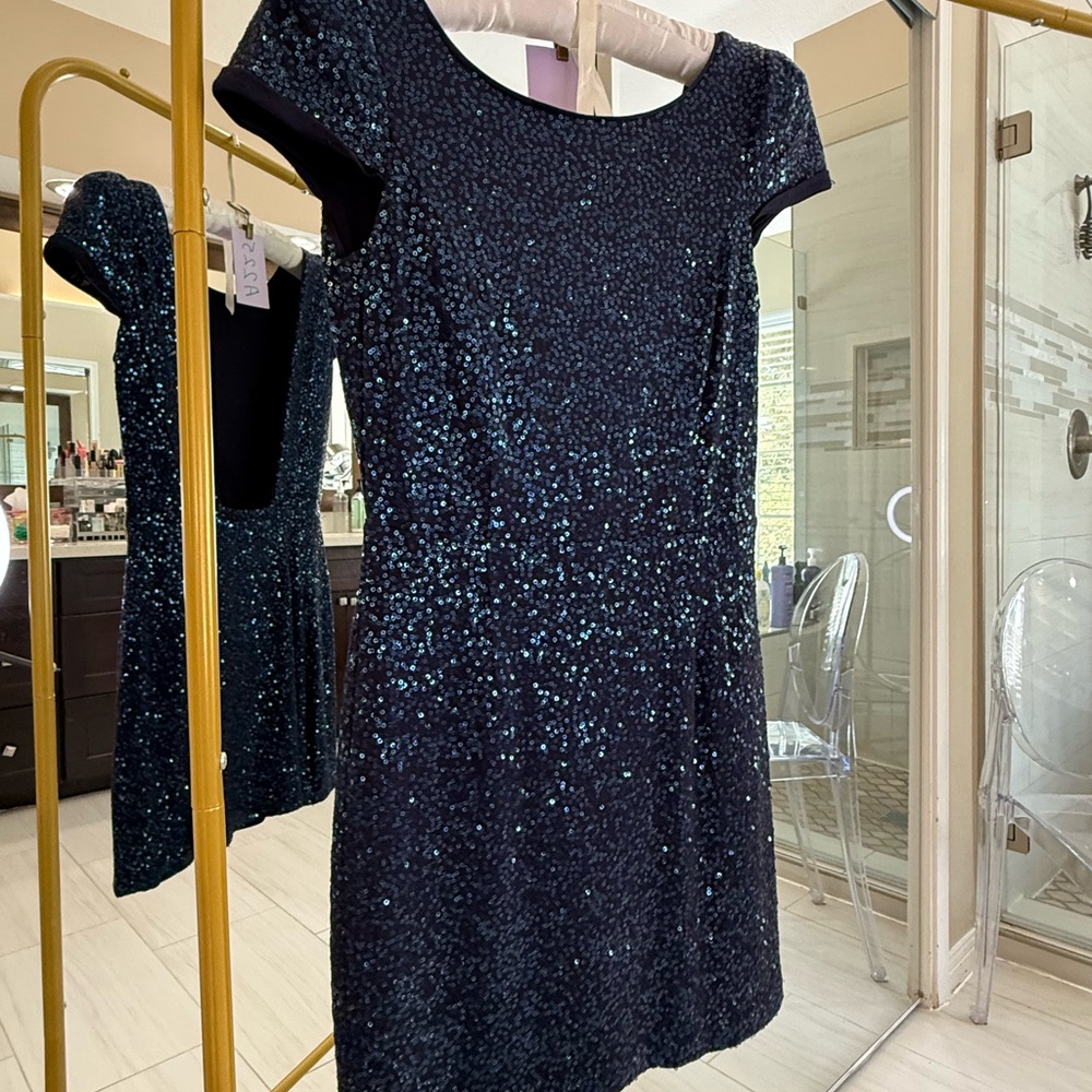 Slate & Willow Sparkling Backless Navy Mini Dress (A225)